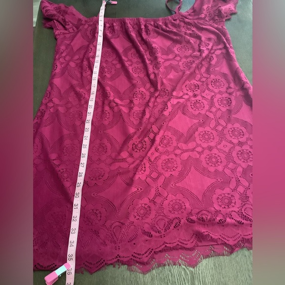 No Comment Dark Pink Tunic Lace Off the Shoulder Dress Women's Plus Size 2XL - Picture 12 of 12